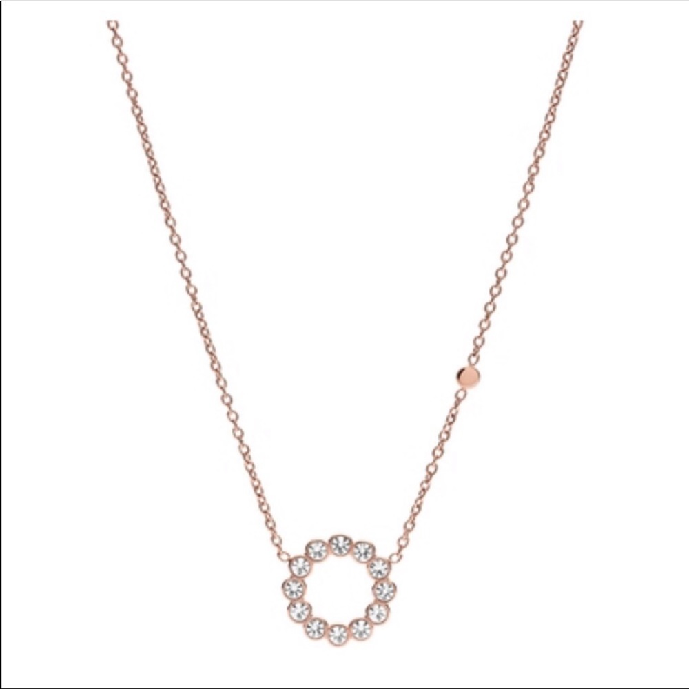 NWT FOSSIL ROSE GOLD GLITZ BEZEL STUDDED NECKLACE